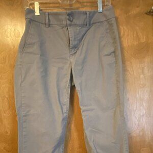 gray girlfriend chinos with frayed hem